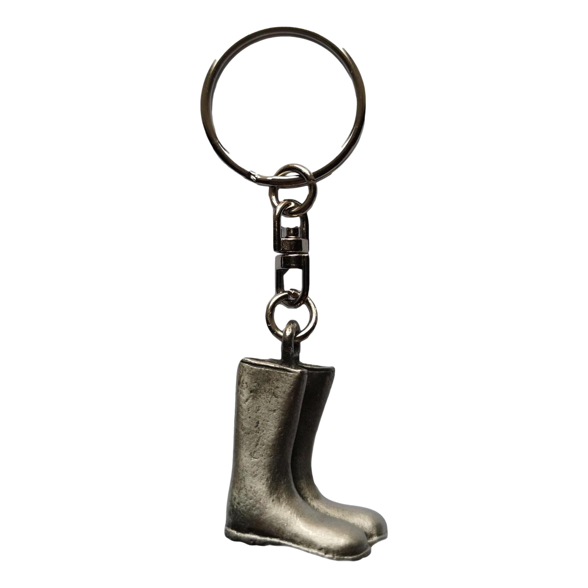 Gardener / Farmer Wellies pewter metal keyring