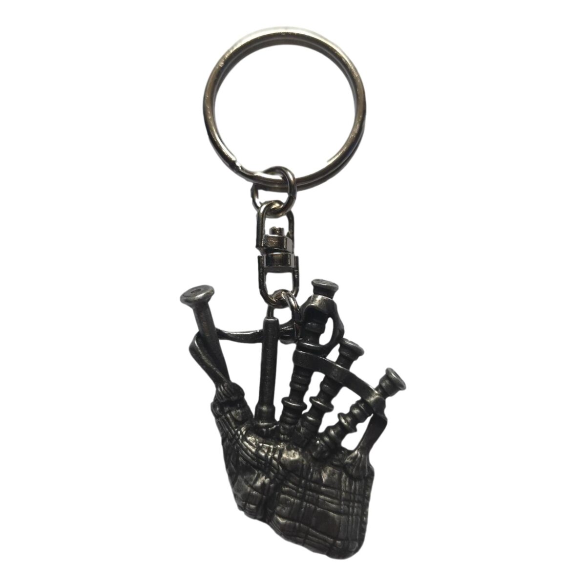 Bagpipes pewter metal keyring