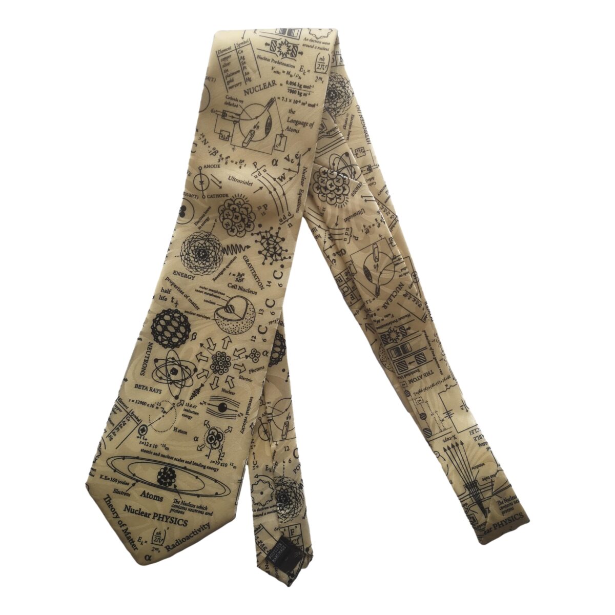 Nuclear Physics Scientist Teacher Student Polyester Tie sleeved with hook-Cream