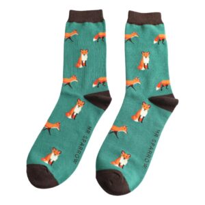 Foxes Green Mens Novelty Ankle Socks Adult One Size