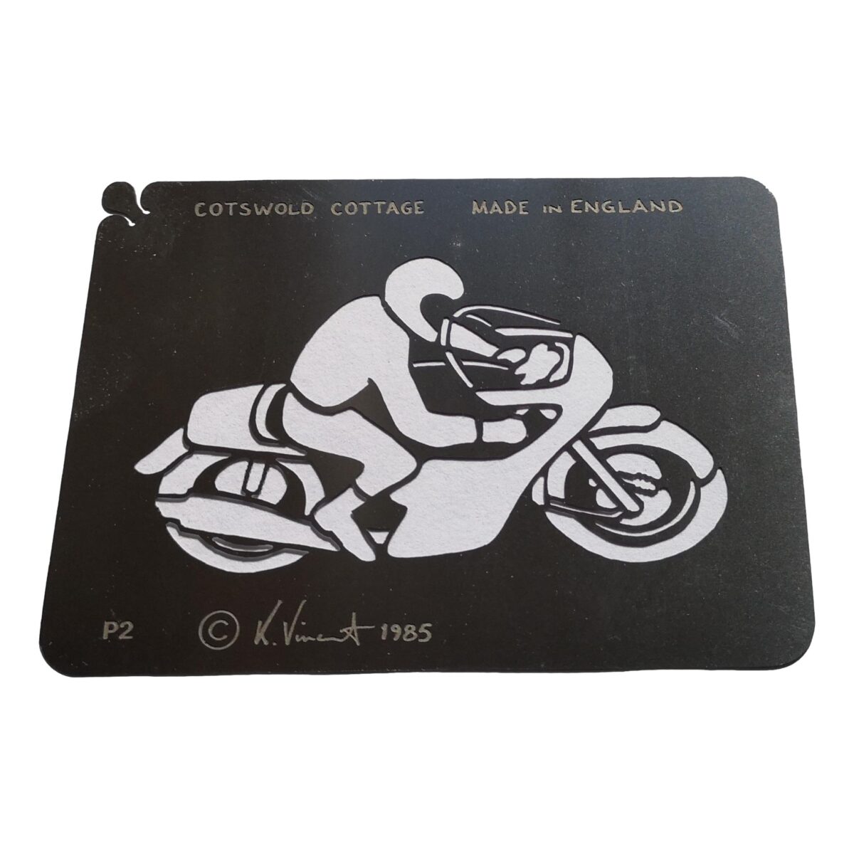 Stainless steel P2 Motorcycle cake decorating / card making stencil