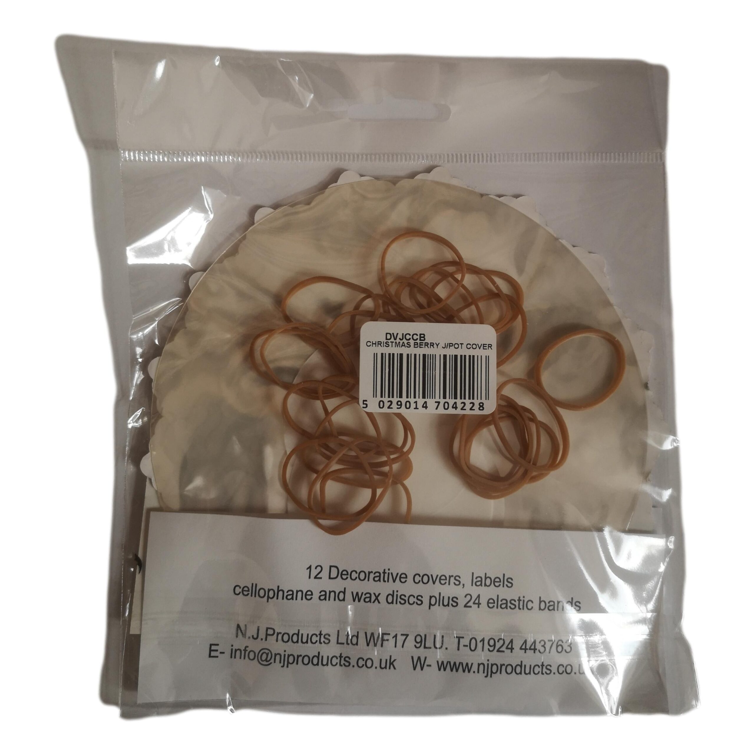 12 Christmas Berries Jam Pot Covers, Wax Discs, Rubber Bands and Self-Adhesive Labels - Image 2