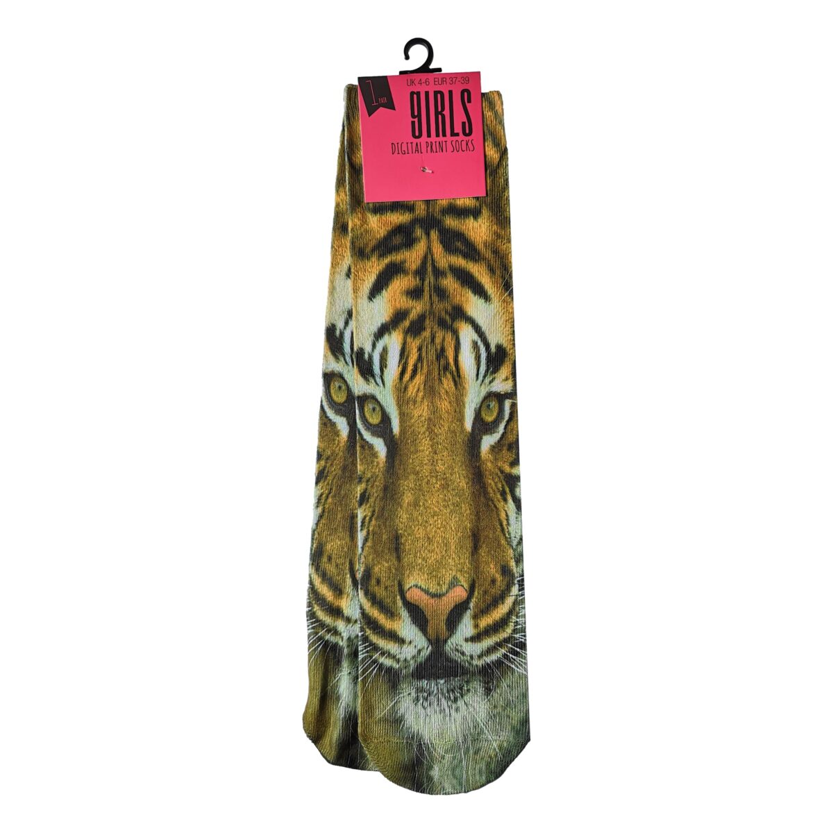 Tiger Face Digital Print Girls Tube Socks One Size