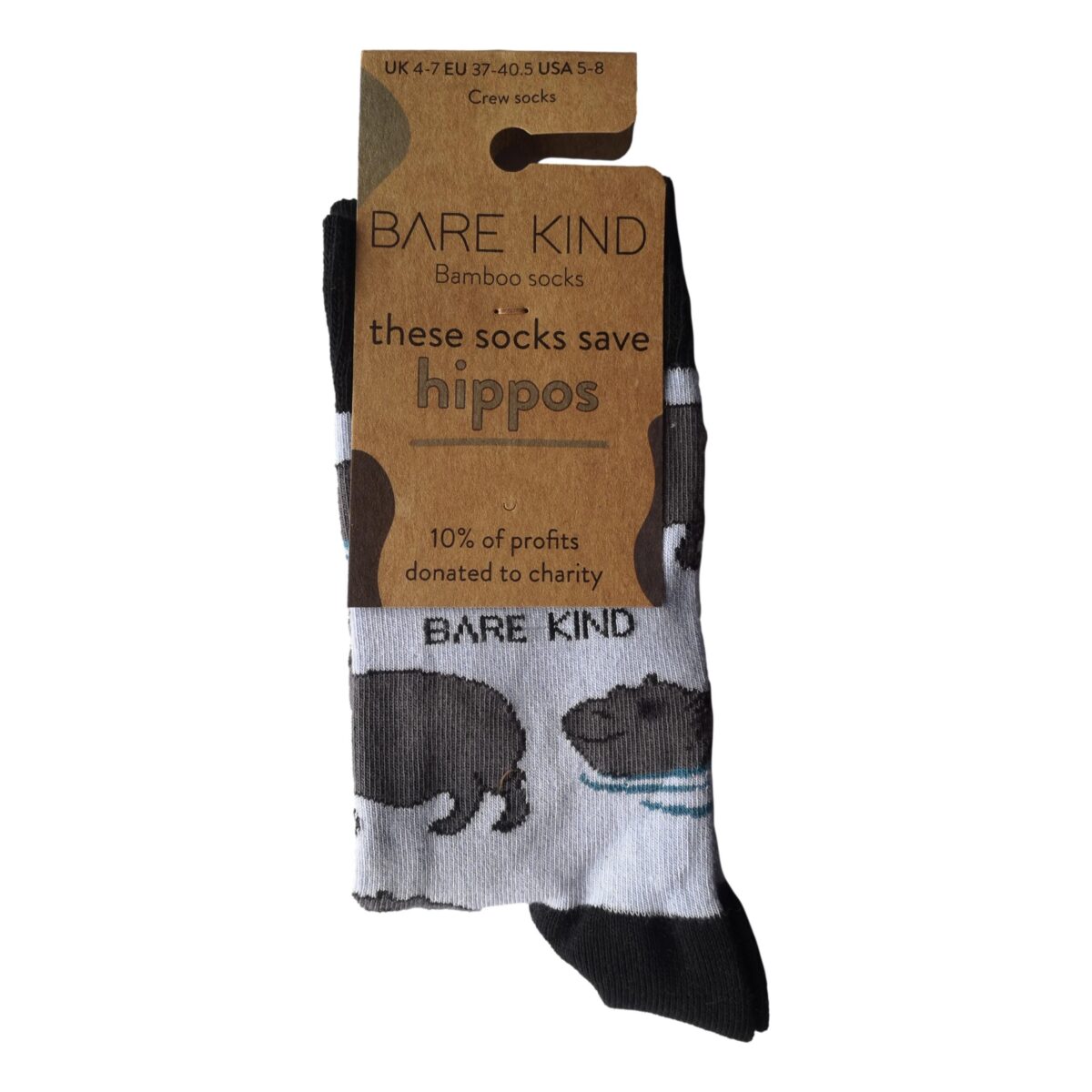 Save The Hippos Pale Blue Womens Novelty Ankle Socks Adult One Size - Image 2