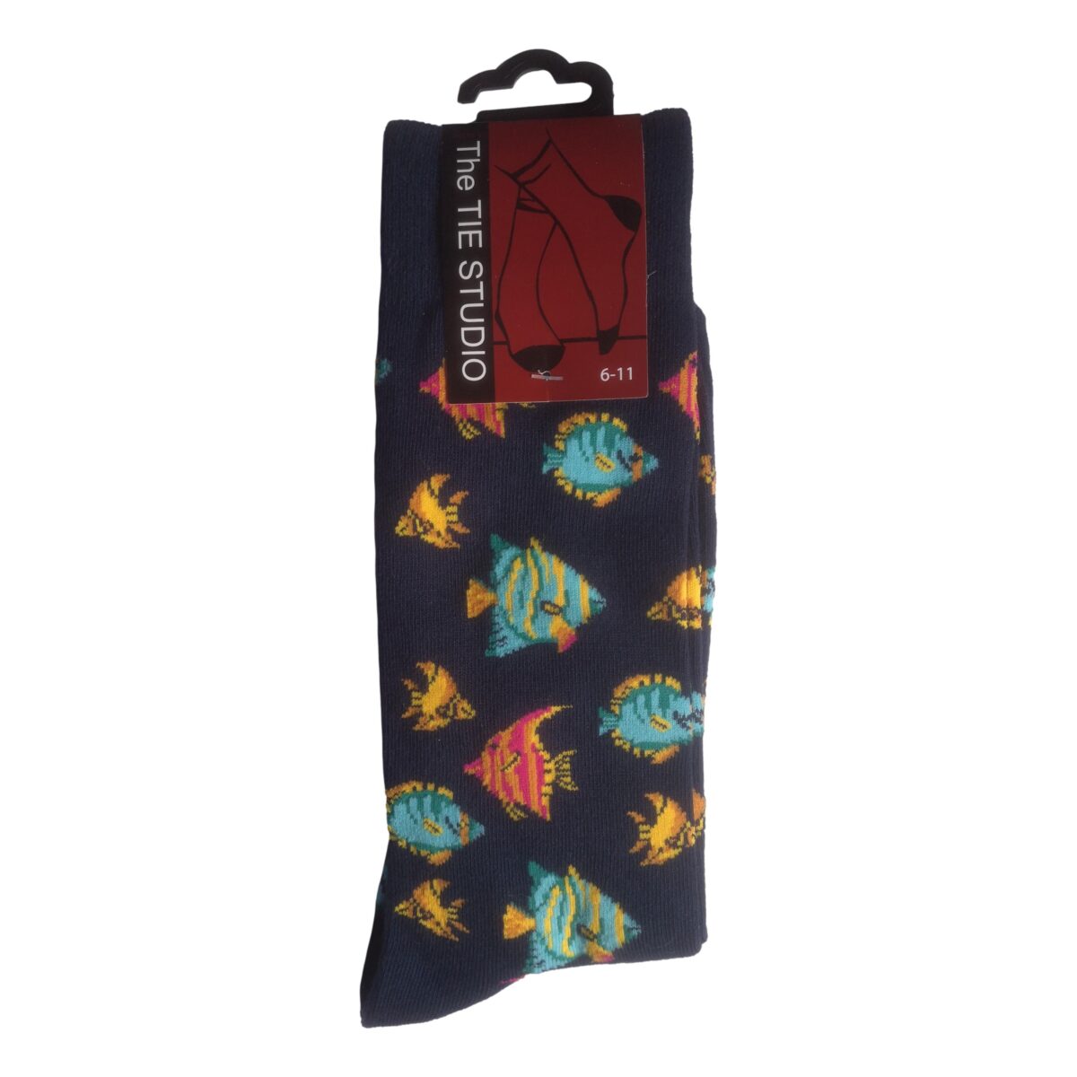 Tropical Fish on Navy Unisex Novelty Ankle Socks Adult Size 6-11