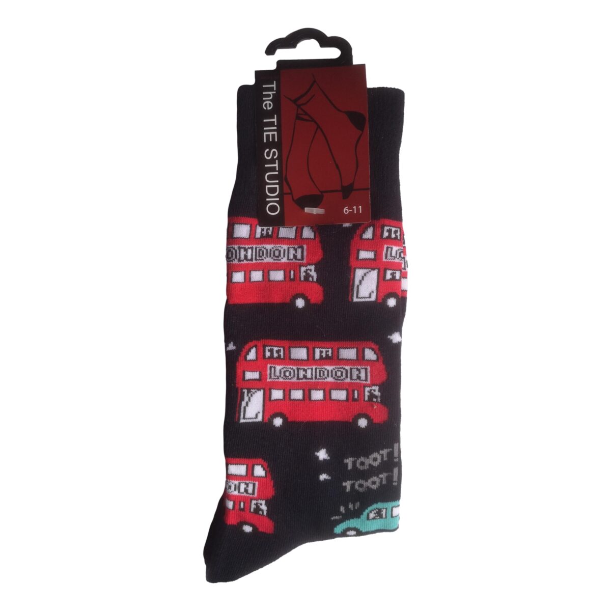 London Routemaster Buses on Black Unisex Novelty Ankle Socks Adult Size 6-11