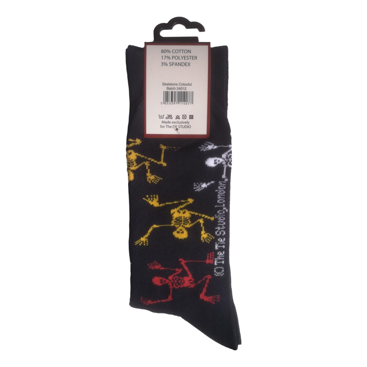 Dancing Skeletons on Black Unisex Novelty Ankle Socks Adult Size 6-11 - Image 2