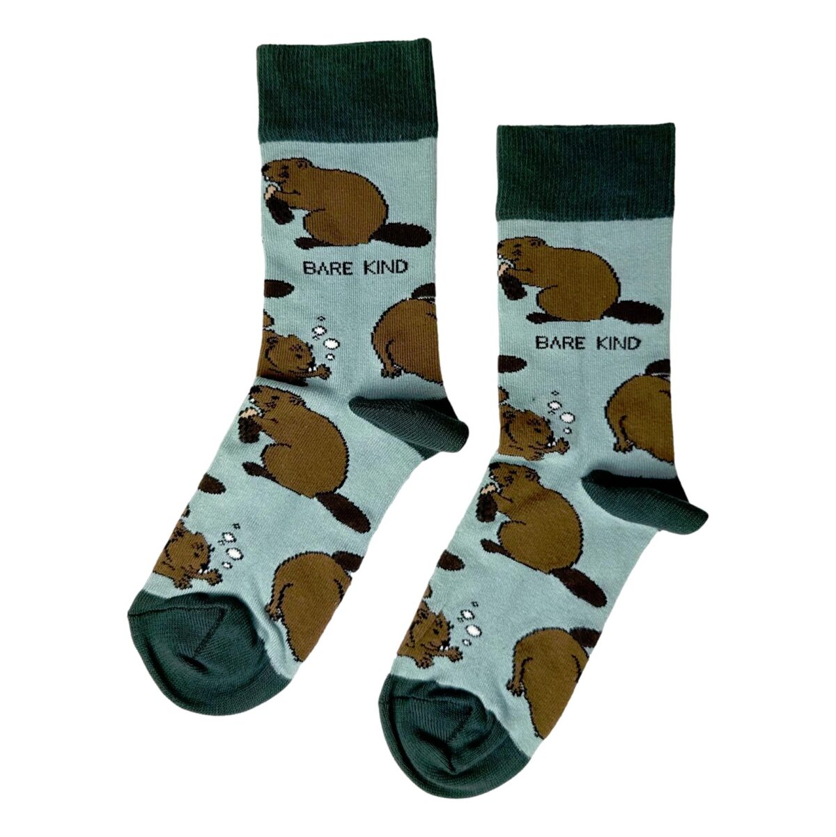 Save The Beavers Pale Green Unisex Novelty Ankle Socks Adult UK Size 4-7