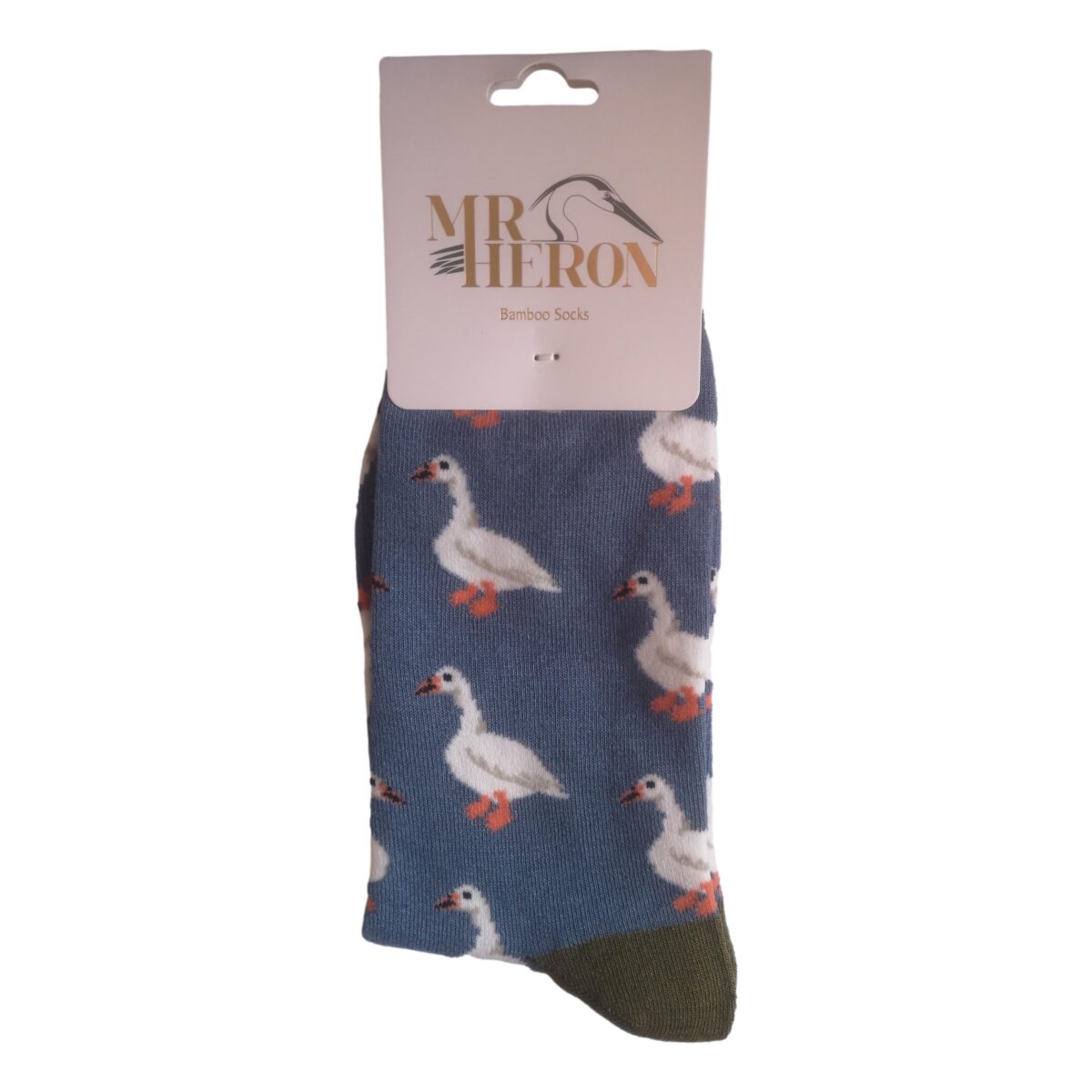 White Ducks on Denim Blue Mens Novelty Ankle Socks Adult One Size - Image 2