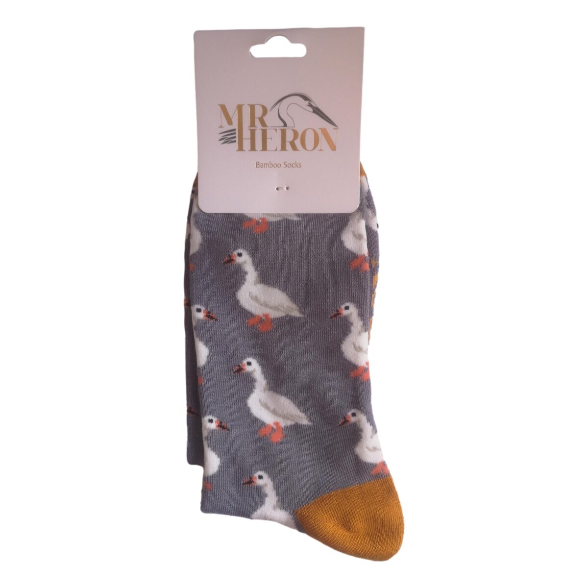 White Ducks on Grey Mens Novelty Ankle Socks Adult One Size - Image 2