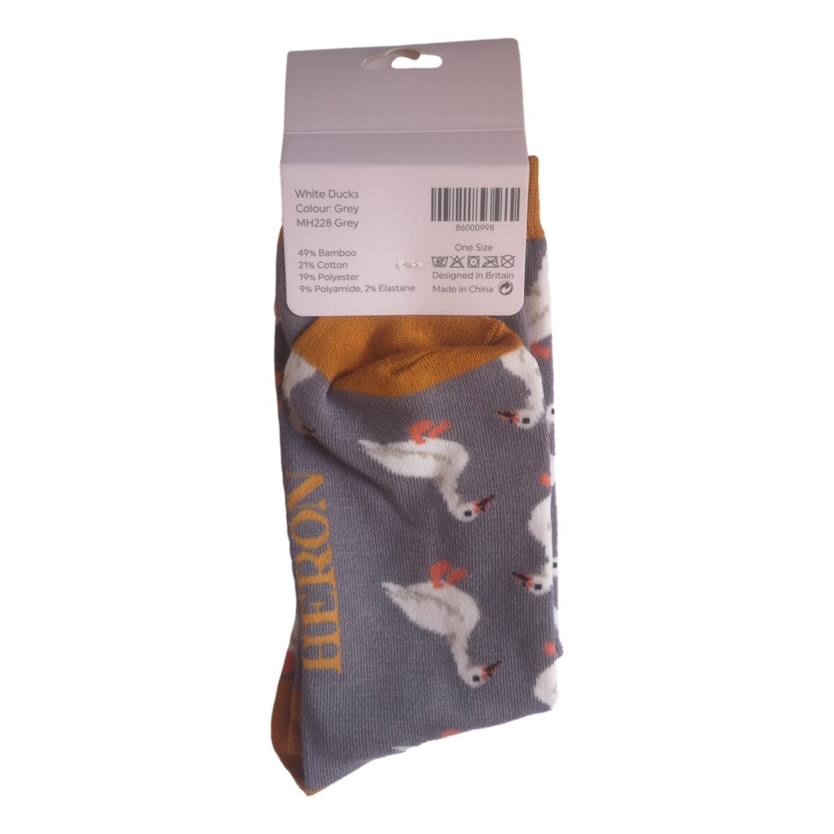 White Ducks on Grey Mens Novelty Ankle Socks Adult One Size - Image 3