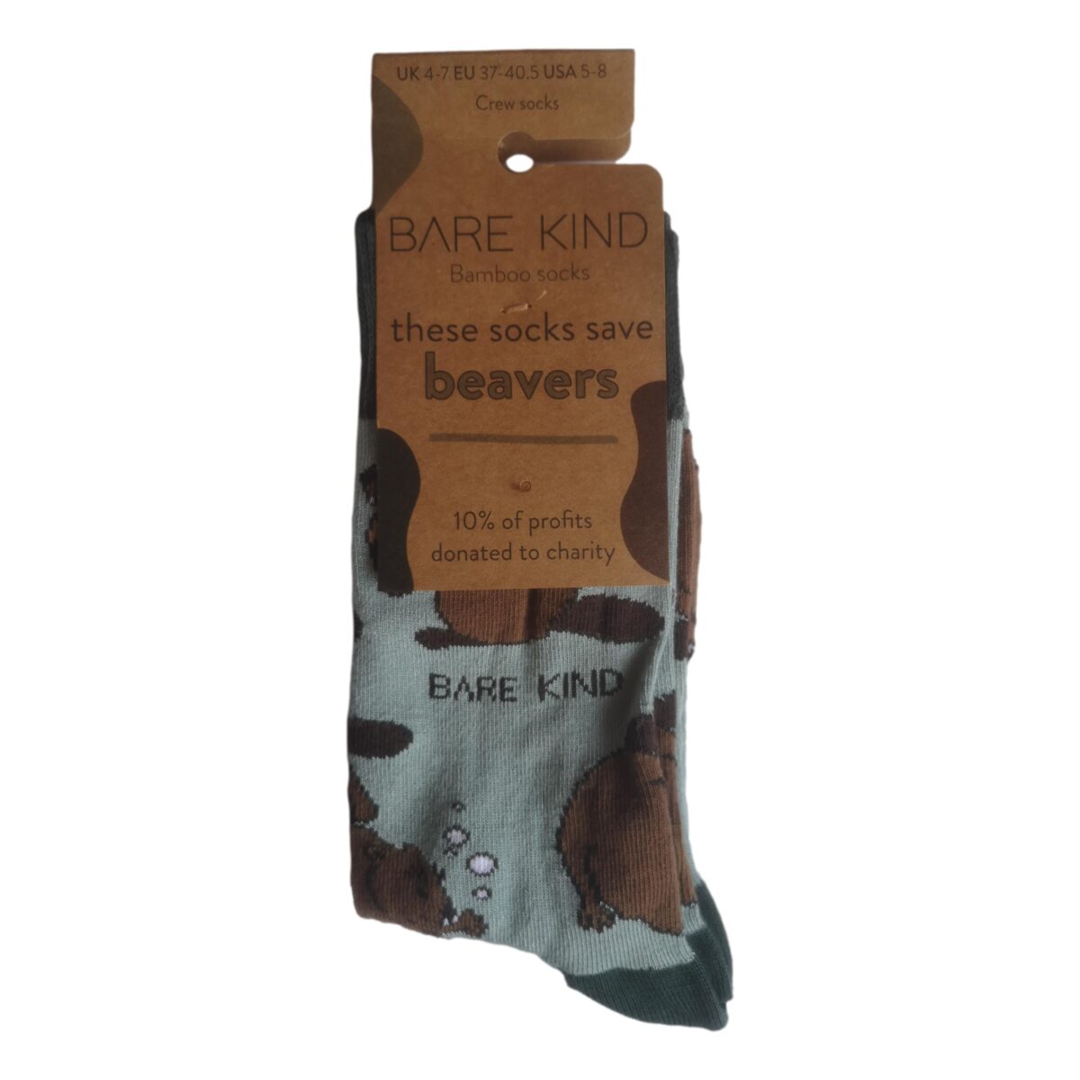 Save The Beavers Pale Green Unisex Novelty Ankle Socks Adult UK Size 4-7 - Image 2