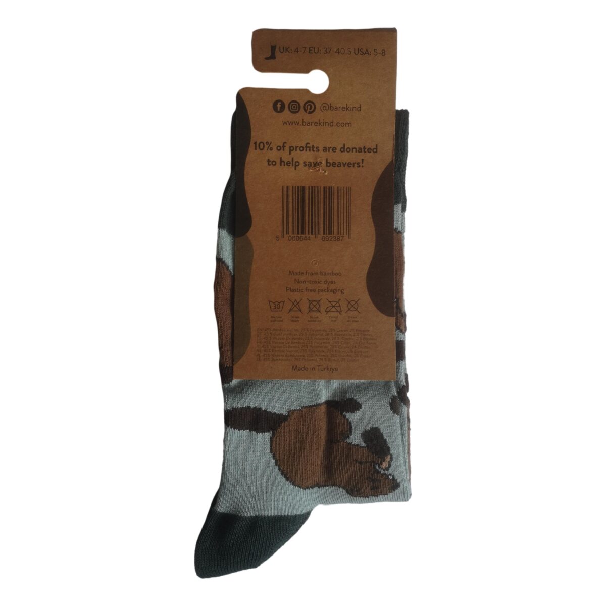 Save The Beavers Pale Green Unisex Novelty Ankle Socks Adult UK Size 4-7 - Image 3