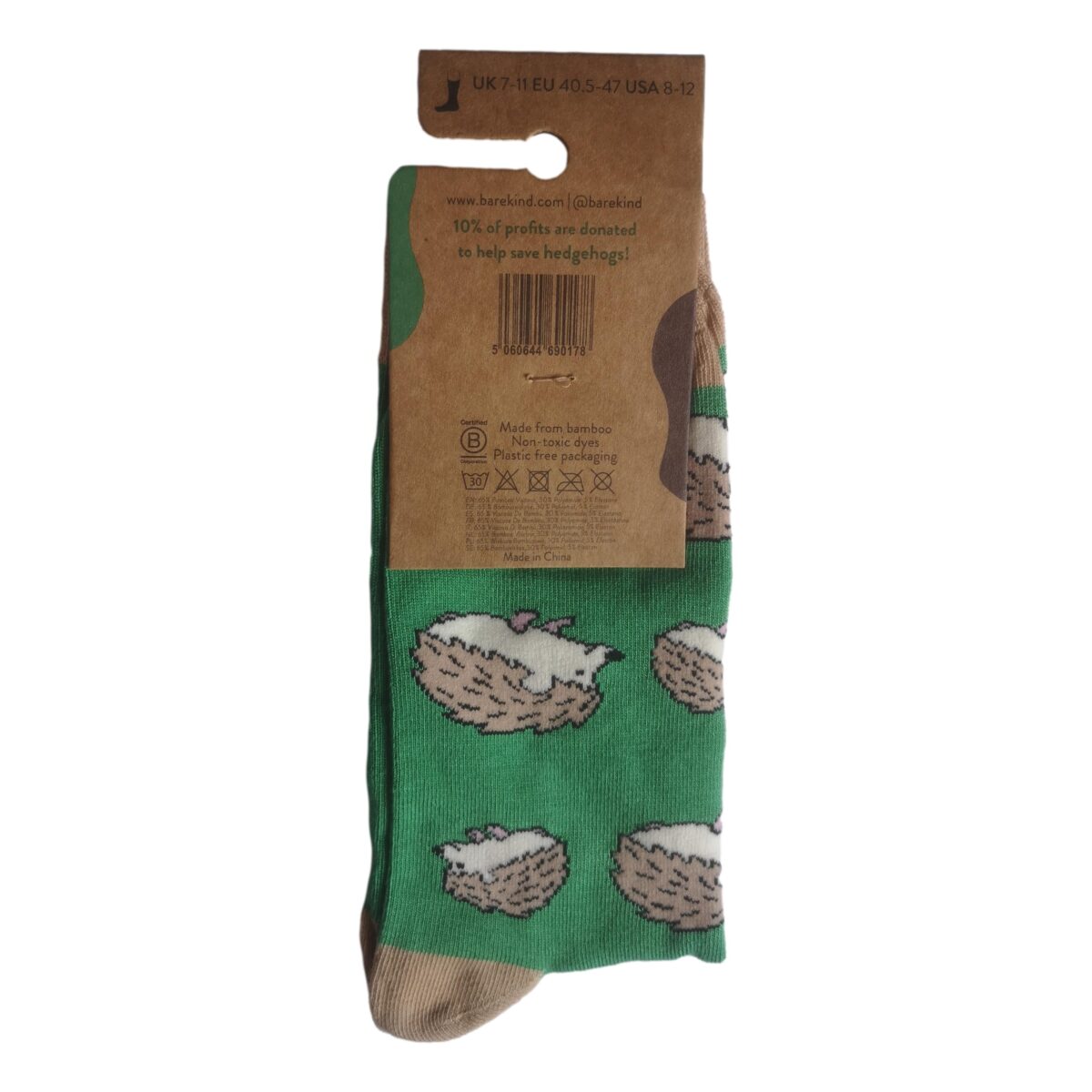 Save The Hedgehogs Green Unisex Novelty Ankle Socks Adult One Size - Image 3
