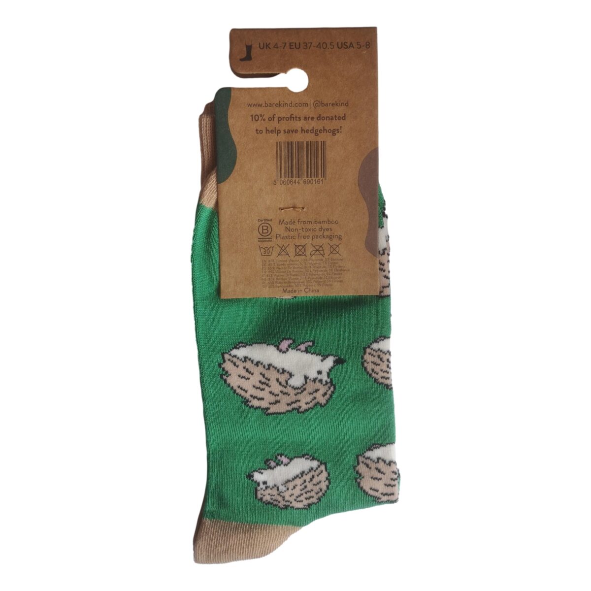 Save The Hedgehogs Green Unisex Novelty Ankle Socks Adult UK Size 4-7 - Image 3