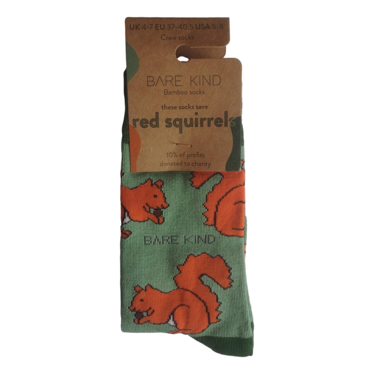 Save The Red Squirrels Green Unisex Novelty Ankle Socks Adult UK Size 4-7 - Image 2