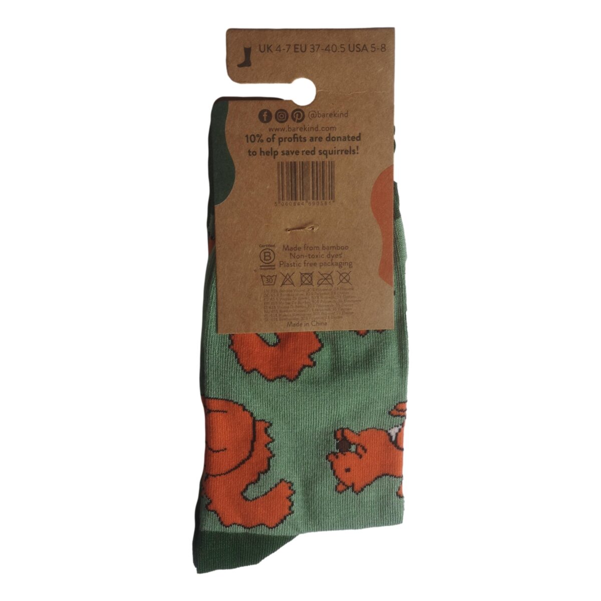 Save The Red Squirrels Green Unisex Novelty Ankle Socks Adult UK Size 4-7 - Image 3