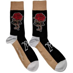 Tupac Ankle Socks Rose Logo Official Mens Black