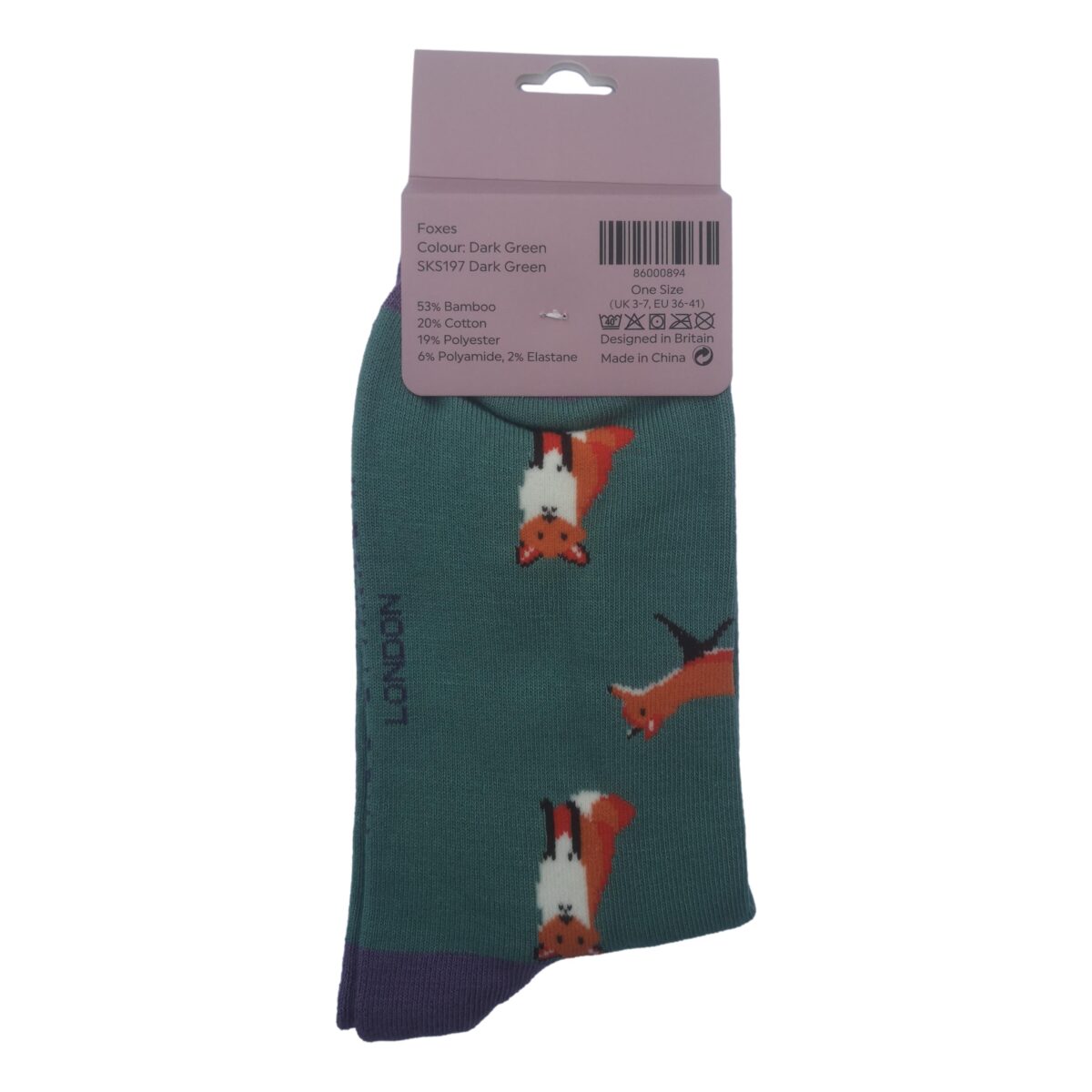 Foxes on Green Womens Novelty Ankle Socks Adult One Size - Image 4