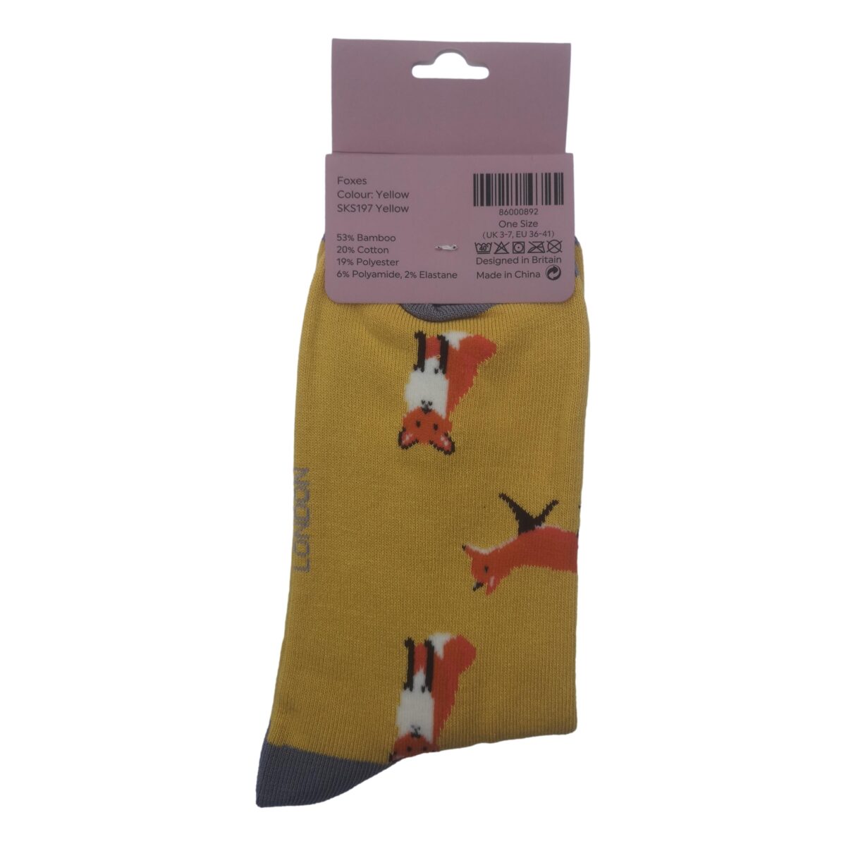 Foxes on Yellow Womens Novelty Ankle Socks Adult One Size - Image 3