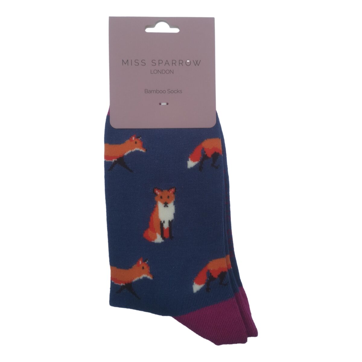 Foxes on Denim Blue Womens Novelty Ankle Socks Adult One Size - Image 2