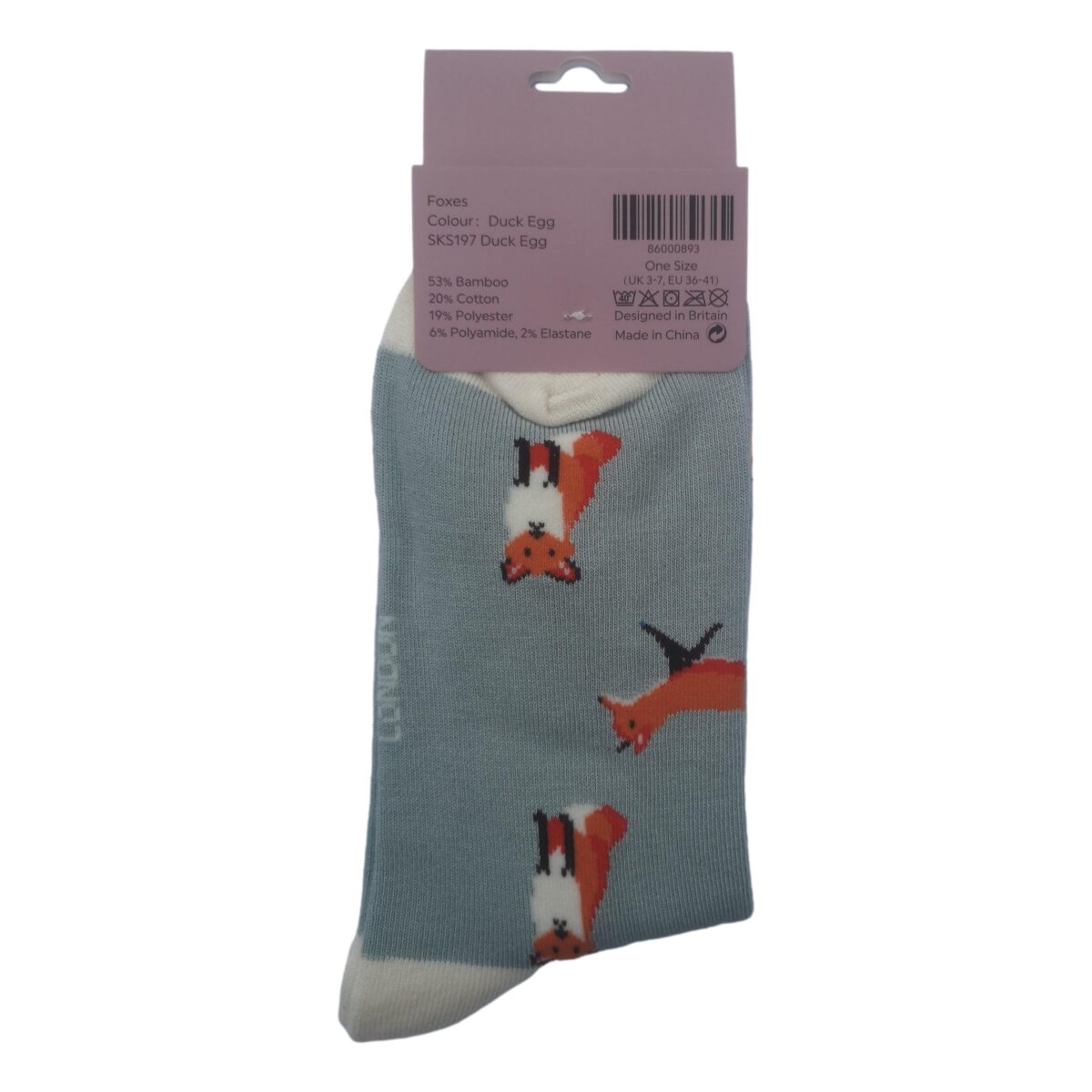 Foxes on Duck Egg Womens Novelty Ankle Socks Adult One Size - Image 3