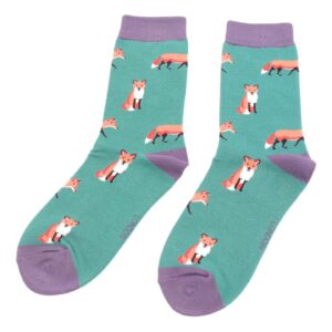 Foxes on Green Womens Novelty Ankle Socks Adult One Size