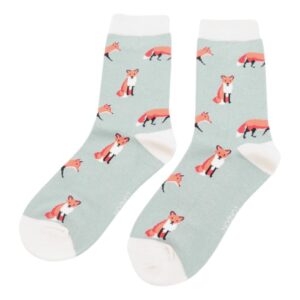 Foxes on Duck Egg Womens Novelty Ankle Socks Adult One Size