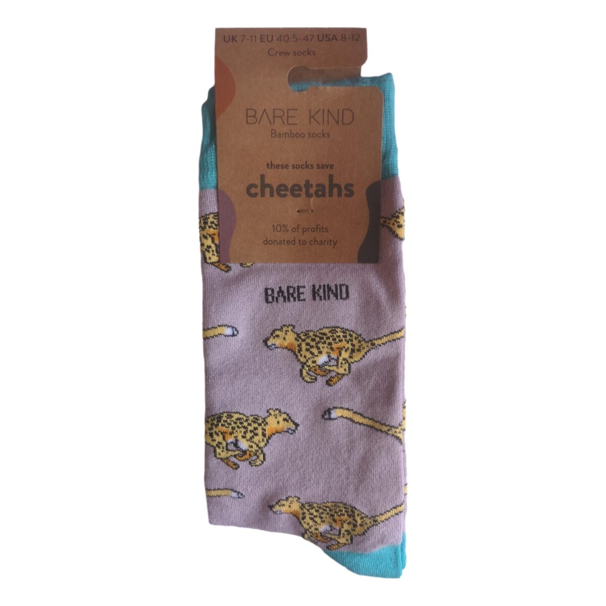 Save The Cheetahs Pale Grey Unisex Novelty Ankle Socks Adult Size 7-11 - Image 2