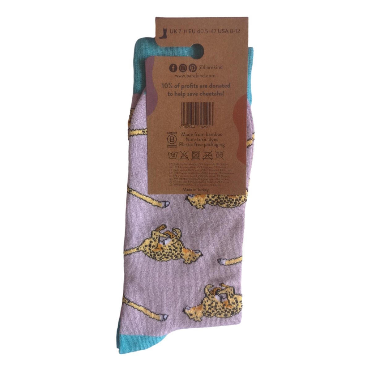 Save The Cheetahs Pale Grey Unisex Novelty Ankle Socks Adult Size 7-11 - Image 3