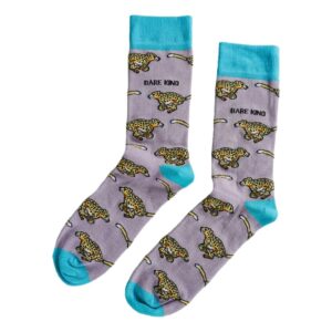 Save The Cheetahs Pale Grey Unisex Novelty Ankle Socks Adult Size 7-11