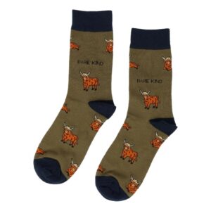 Save The Highland Cows Green Unisex Novelty Ankle Socks Adult Size 7-11