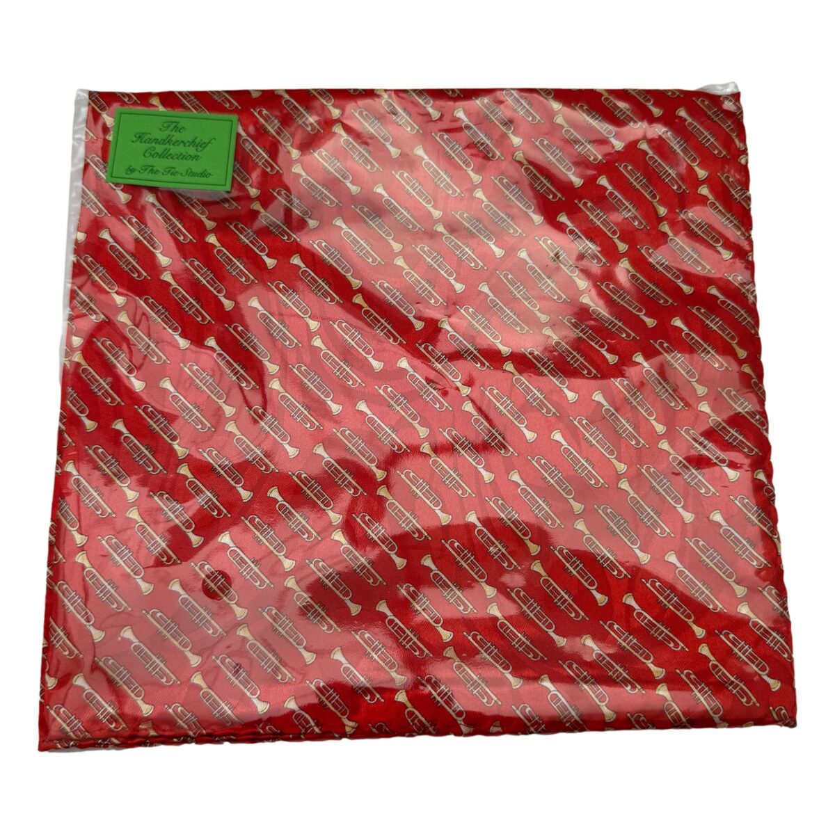 Small Trumpets 100% Polyester Red Pocket Handkerchief - Image 3