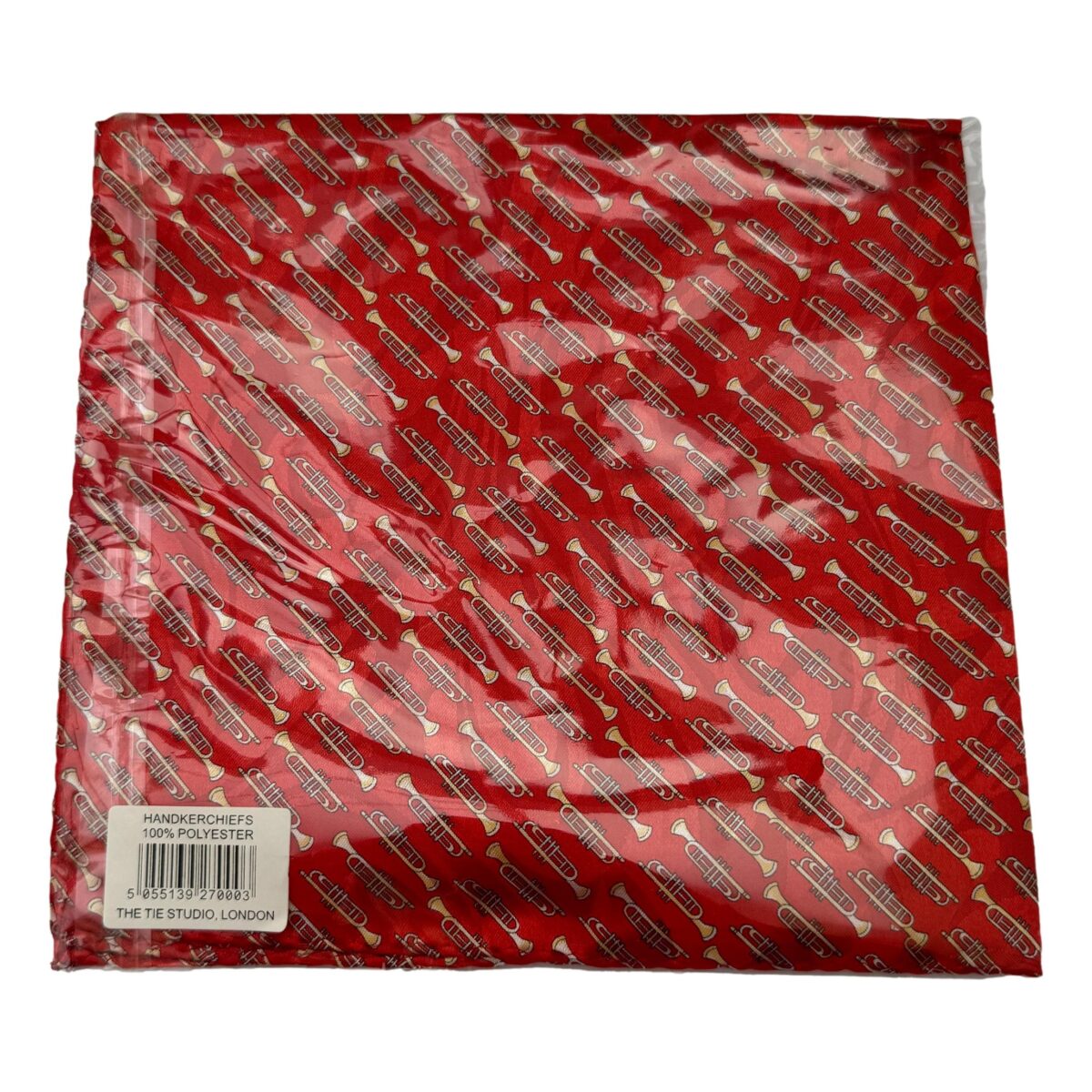 Small Trumpets 100% Polyester Red Pocket Handkerchief - Image 4