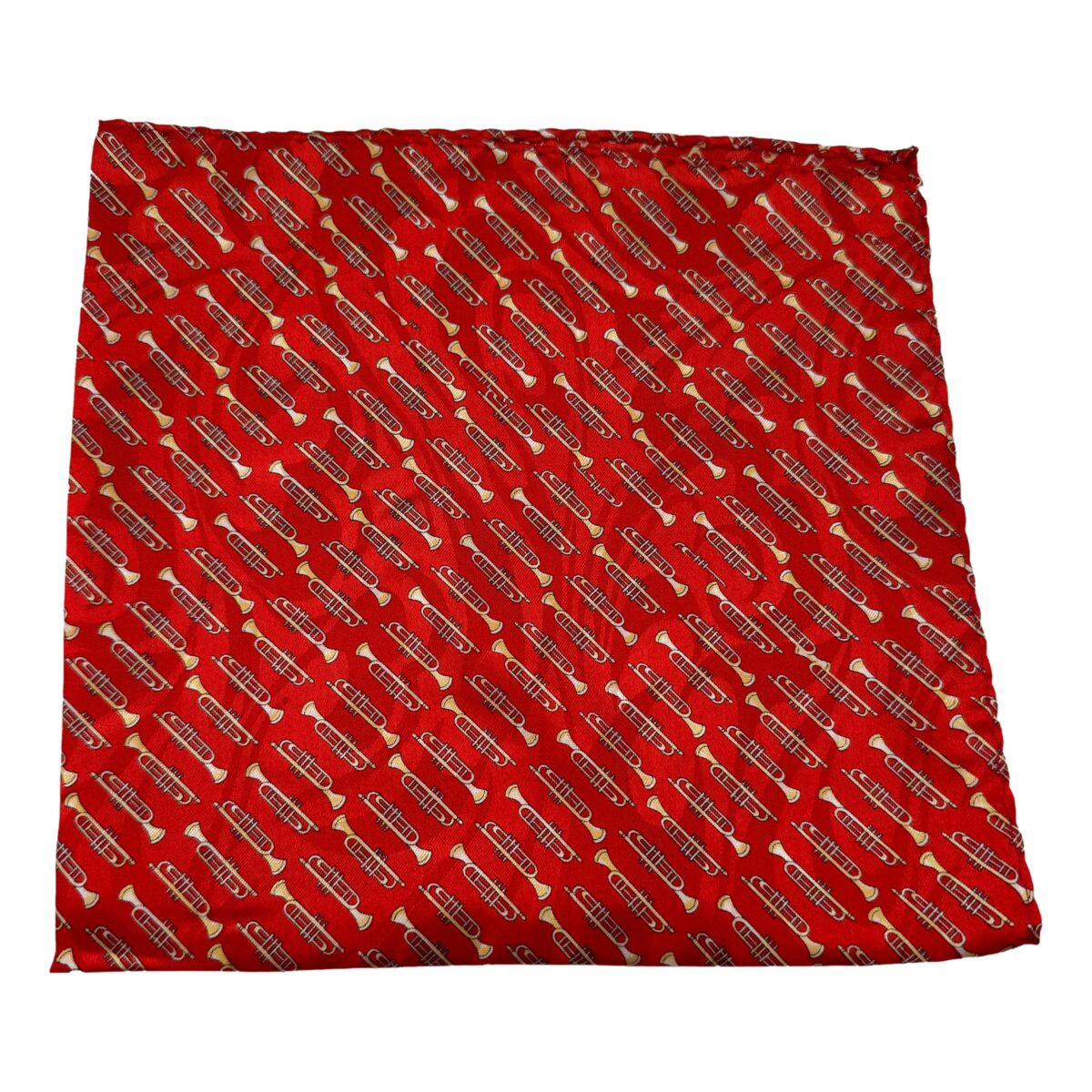 Small Trumpets 100% Polyester Red Pocket Handkerchief - Image 2