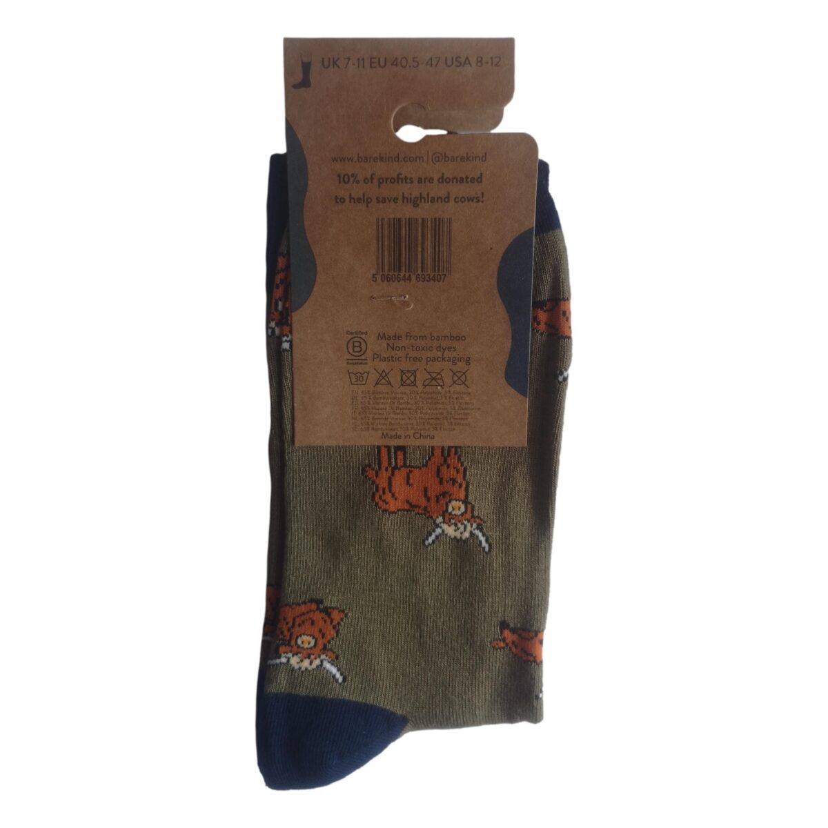 Save The Highland Cows Green Unisex Novelty Ankle Socks Adult Size 7-11 - Image 3