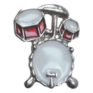 Red Drum Kit silver-plated enamelled lapel pin in padded gift box