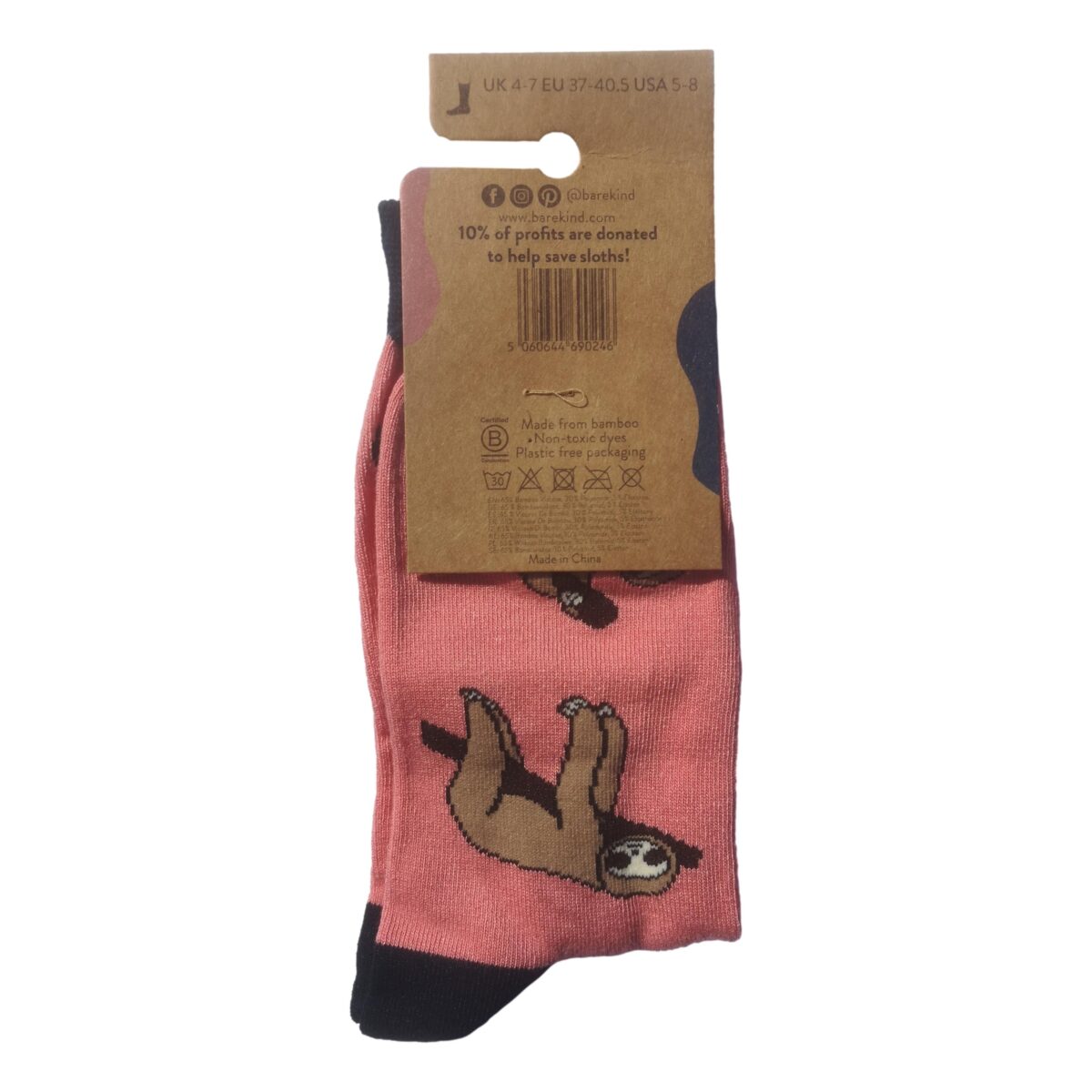 Save The Sloths Pink Novelty Ankle Socks Adult UK Size 4-7 - Image 3