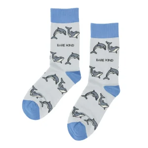 Save The Dolphins Pale Grey Womens Novelty Ankle Socks Adult One Size