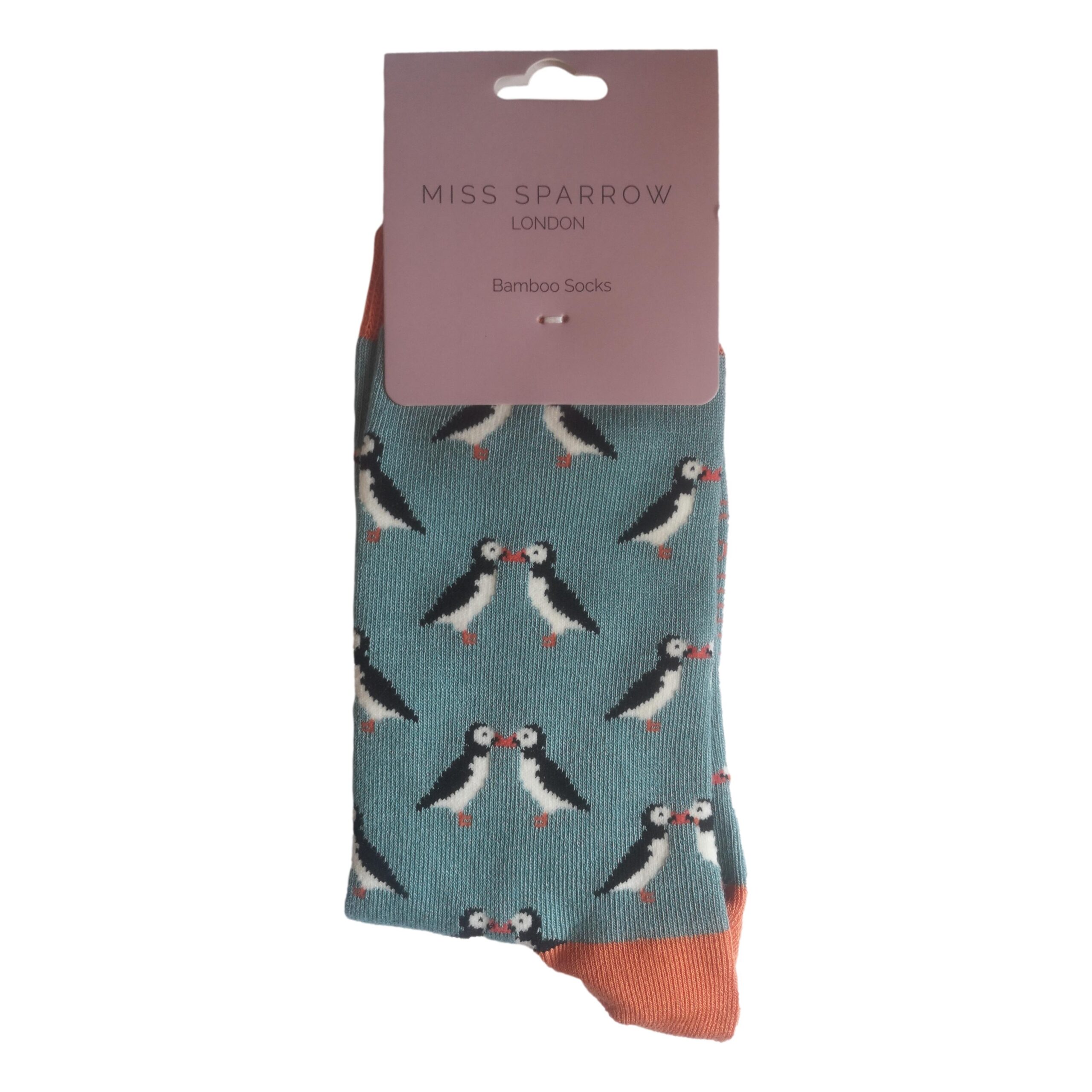 Kissing Puffins on Duck Egg Womens Novelty Ankle Socks Adult One Size - Image 2