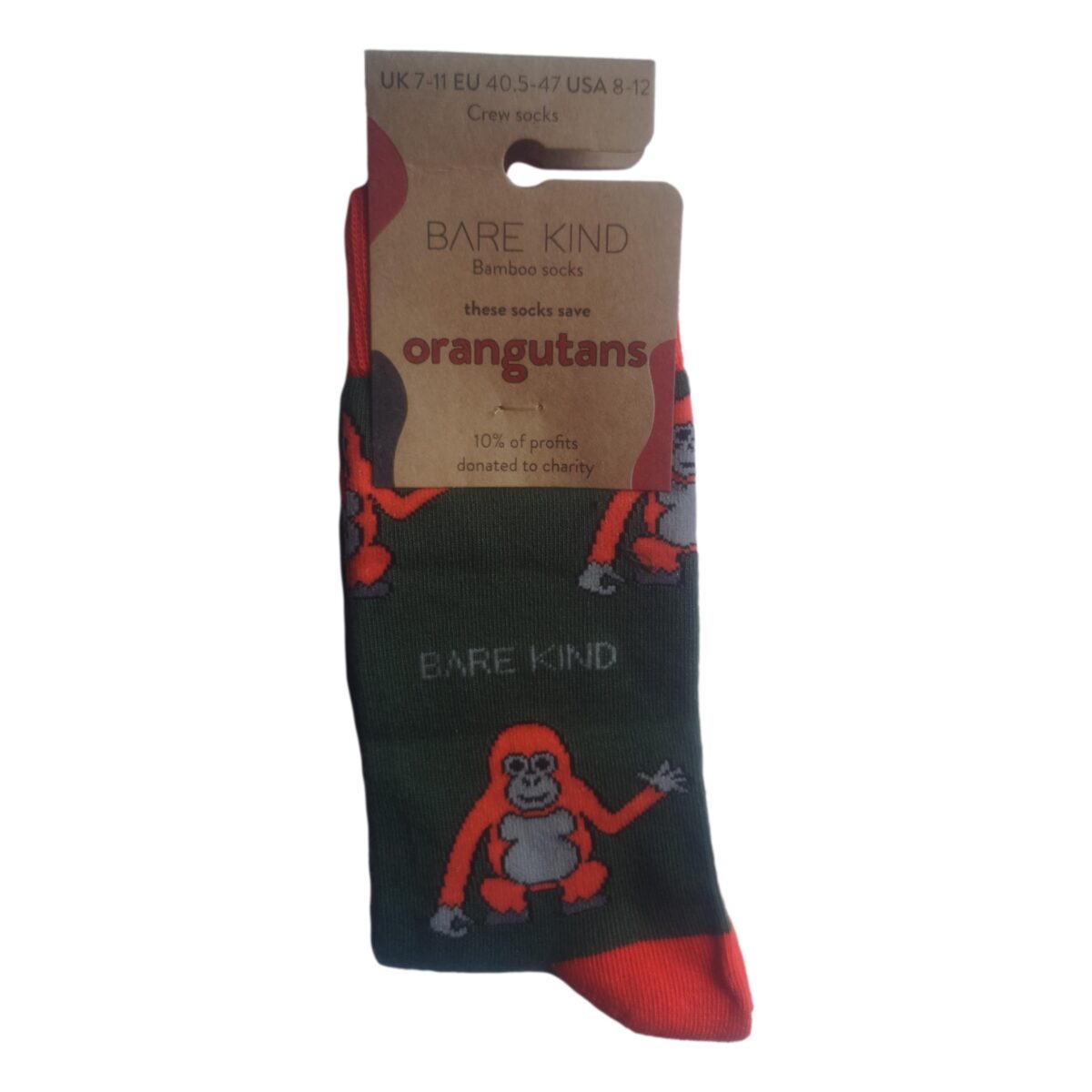 Save The Orangutans Green Unisex Novelty Ankle Socks Adult Size 7-11 - Image 3