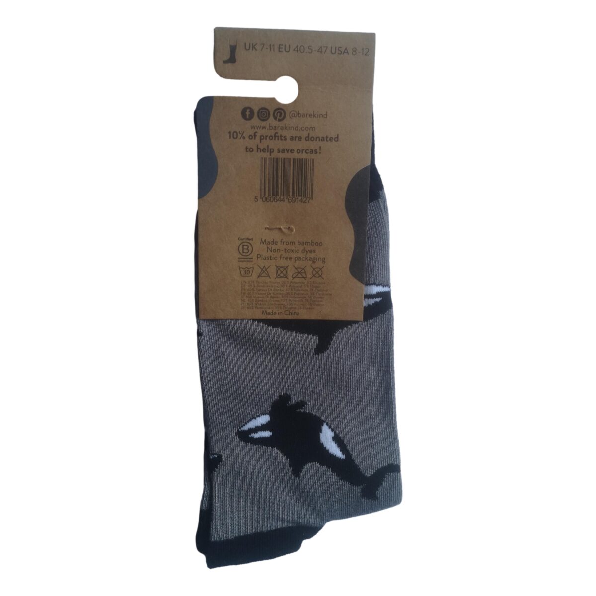 Save The Orcas Grey Unisex Novelty Ankle Socks Adult UK Size 7-11 - Image 3