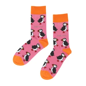 Save The Puffins Pink Unisex Novelty Ankle Socks Adult UK Size 7-11