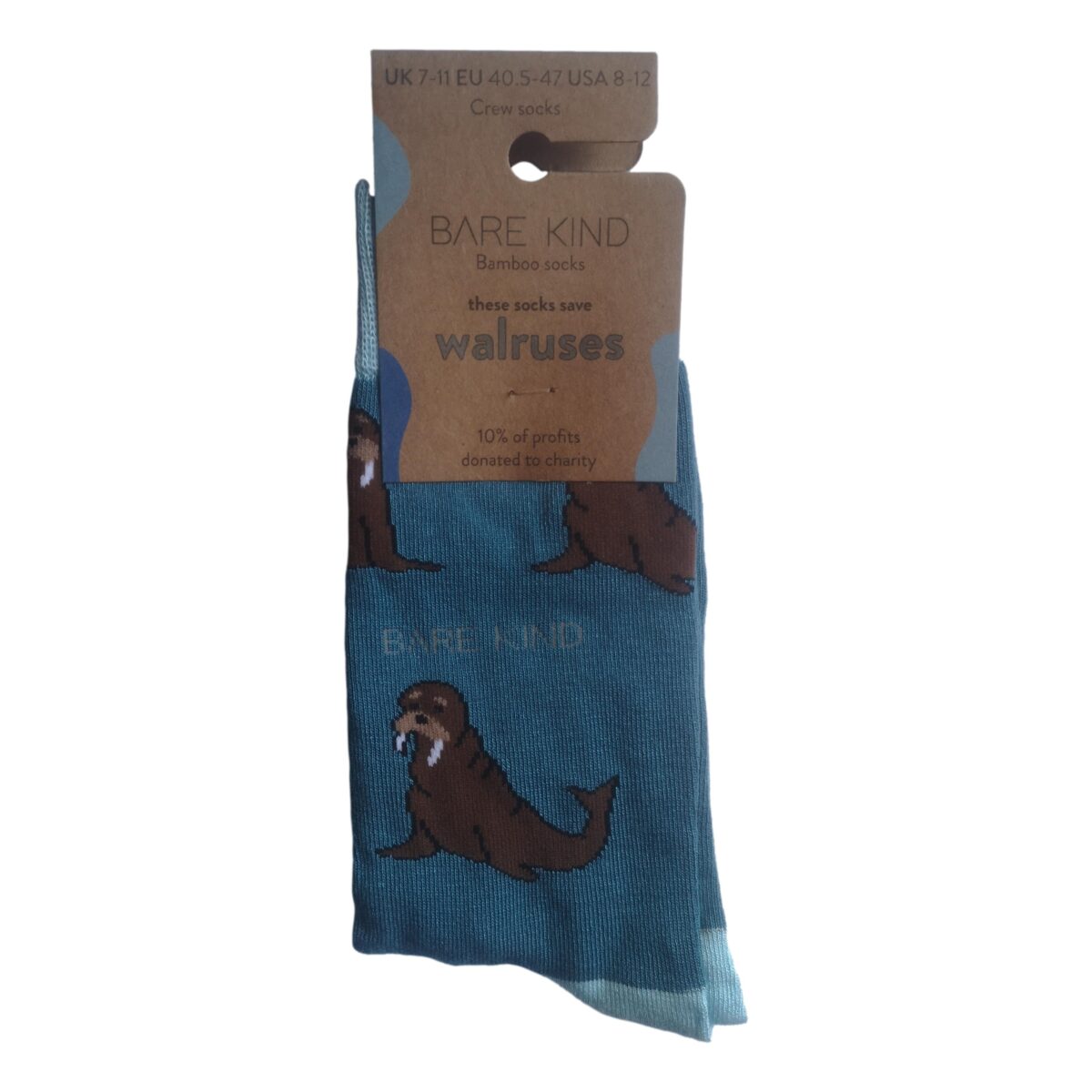 Save The Walruses Aquamarine Blue Unisex Novelty Ankle Socks Adult Size 7-11 - Image 2