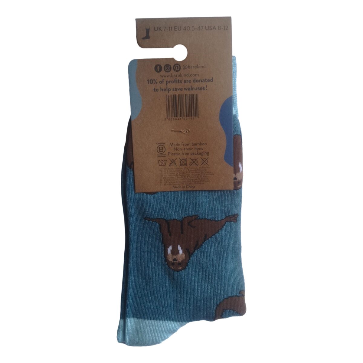 Save The Walruses Aquamarine Blue Unisex Novelty Ankle Socks Adult Size 7-11 - Image 3