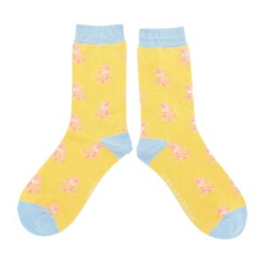 Little Octopus on Yellow Womens Novelty Ankle Socks Adult One Size