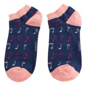 Clefs and Notes on Navy Womens Novelty Trainer Socks Adult One Size