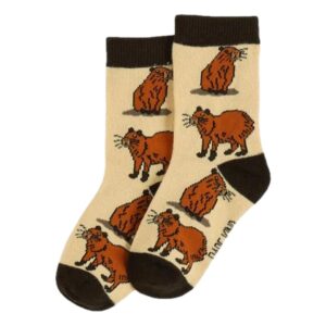 Save The Cabybaras Beige Womens Novelty Crew Socks Adult One Size