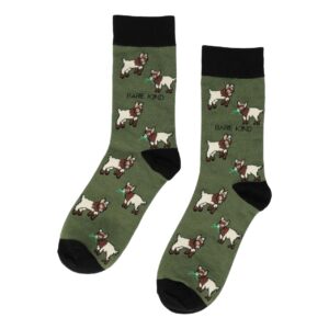 Save The Goats Dark Green Womens Novelty Crew Socks Adult One Size