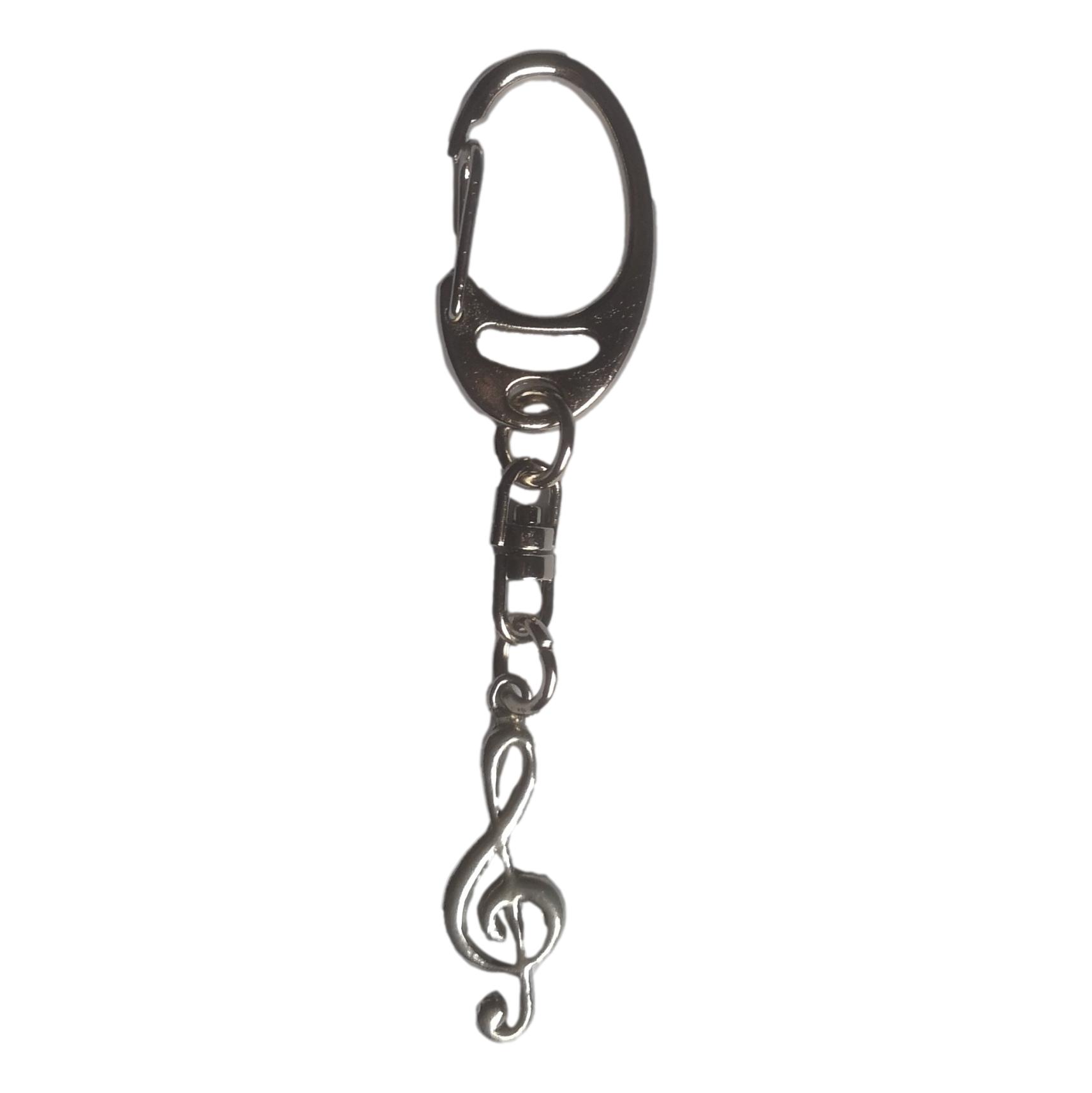 Small Treble Clef pewter metal keyring